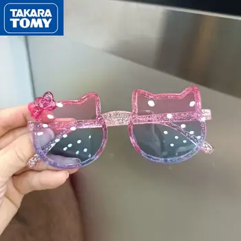 TAKARA TOMY/Летние Новые Детские Солнцезащитные очки Hello Kitty с тонкой Вспышкой и бантиком, Антибликовые Солнцезащитные очки на Открытом Воздухе, Приморские Поляризованные Солнцезащитные очки для Девочек