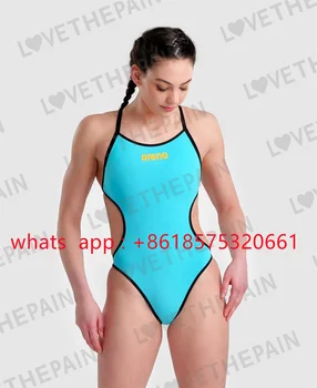 Женские цельные купальники, сексуальный купальник с высокой талией, длинный плечевой ремень, открытая спина, тренировочный купальник для фитнеса, гоночный купальник для плавания