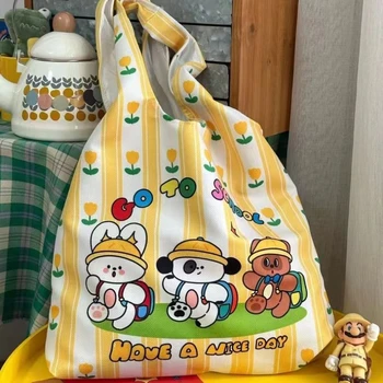 Японская Нишевая холщовая сумка Ins для студентов колледжа, женская сумка для покупок Большой емкости, Летняя Sanrio hellKitty