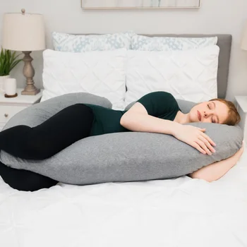 Подушка для беременных Leachco Sleeper Keeper Total Body, джерси серого цвета