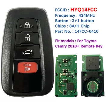 Вторичный Рынок 4 Кнопки Смарт-Автомобильный Брелок Для Toyota Camry 2018 2019 Замена Пульта дистанционного Управления CN007196 ASK 434 МГц 8A Чип FCCID HYQ14FCC