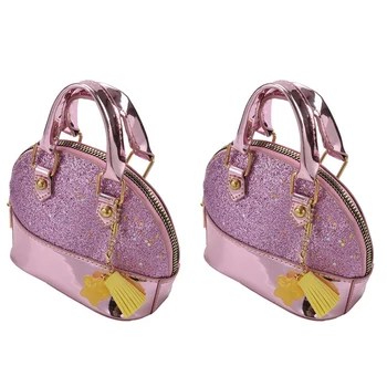 2 сумки с блестками для маленьких девочек, мини-сумка принцессы через плечо, подарки для девочек и малышей (розовый)