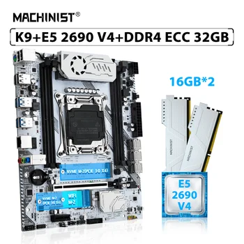MACHINIST X99 K9 Комплект материнской платы LGA 2011-3 Combo Xeon Kit E5 2690 V4 Процессор CPU 2 шт. * 16 ГБ = 32 ГБ ECC памяти DDR4 RAM NVME M.2