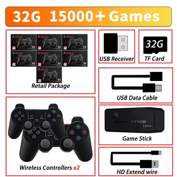 Ретро Портативный игровой плеер для PS1/PSP/GBA Видеоигровой консоли 32G 4k TV Game Stick Встроенный 15000 + Игр Беспроводной Геймпад