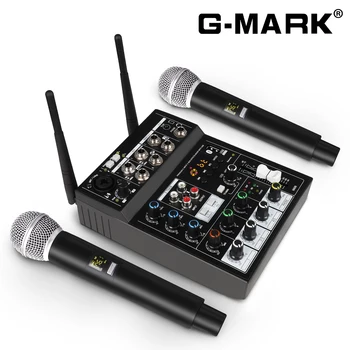 Аудиомикшер с беспроводным микрофоном G-MARK Studio 4 Bluetooth 48 В, Фантомное питание, DJ-консоль, USB-интерфейс для записи в прямом эфире