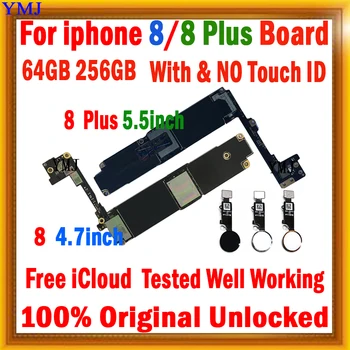 100% Оригинальная разблокированная Материнская плата для iPhone 8 Plus 5,5 дюймов, 64 ГБ/256 ГБ для логической платы iphone 8 Plus с/без Touch ID