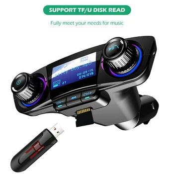 Bluetooth-совместимый автомобильный FM-передатчик 4.0, MP3-плеер, комплект адаптеров для громкой связи, автоматическое USB-зарядное устройство