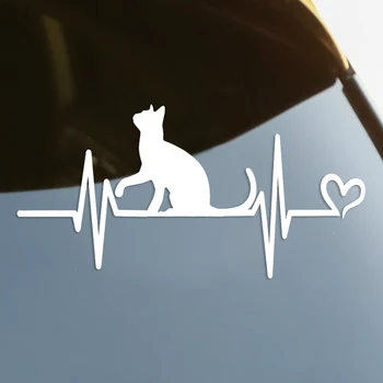 Виниловая наклейка с высечкой сердцебиения кошки, автомобильная наклейка, водонепроницаемые автомобильные декорации на бампер кузова, заднее стекло #S60209