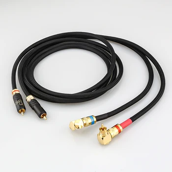 Соединительный кабель HI-End 99,998% OFC из меди RCA, Аудиокабель HIFI С прямым углом Nakamichi 90 градусов RCA К разъему WBT RCA