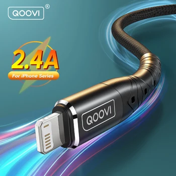 QOOVI 2 м USB Кабель 2.4A Для Быстрой Зарядки Мобильного телефона Зарядное Устройство Для iPhone 13 12 Pro Max Xs Xr X 8 SE 7 6 6s iPad Air Mini Кабель для Передачи данных