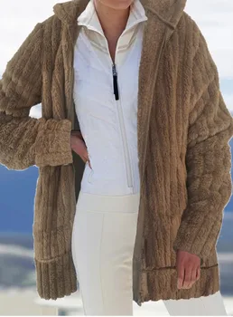 2023 Новое Модное Женское Пальто Из Меха в полоску