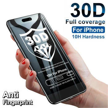 Защитное стекло с полным покрытием 30D Для iPhone 11 12 13 Pro XS Max XR X Защитная пленка для экрана На iPhone 14 Pro Max Пленка из закаленного стекла