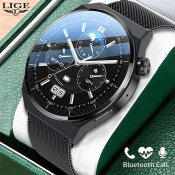 Мужские Умные часы LIGE 2023 для телефонов Android и iOS с Bluetooth-Вызовом, Смарт-часы для Фитнеса, 1,36 Дюйма, Наручные Часы с HD-экраном, черный