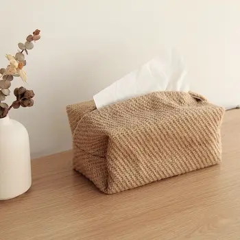 Японская Хлопчатобумажная Льняная ткань, Художественная коробка для бумажных полотенец, Простое размещение, Выдвижная коробка для бумаги Вогнутой формы, Коробка для хранения