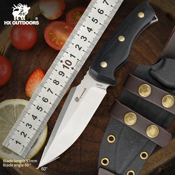 HX Outdoors M390 Полноразмерный Тактический Нож Кухонный Походный Нож Для Выживания Охотничьи Ножи G10 Ручка С Кожаными Ножнами Прямая Поставка