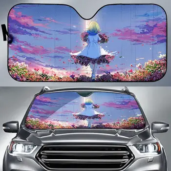 Солнцезащитный козырек для автомобиля с изображением девушки из аниме 