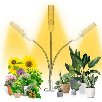 Светодиодный Светильник для Выращивания Полного спектра с Гибким Зажимом, Фито-Лампы USB 45 Вт 60 Вт, Трехголовый Светильник для Выращивания Гусиной Шеи для Рассады Комнатных растений