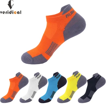 5 пар спортивных носков до щиколотки Мужские хлопчатобумажные профессиональные компрессионные сетчатые носки для езды на велосипеде, бега, путешествий, яркий цвет