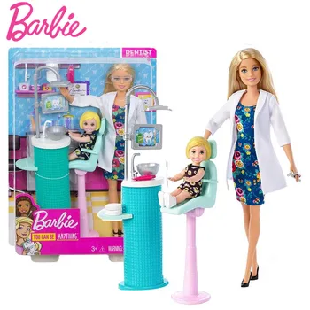 Барби, Ты можешь стать Кем угодно, Карьера Стоматолога, Педиатра, Игровой набор, Кукла, Наряжающийся Доктор, Игрушки, Аксессуары, Подарок Boneca На День рождения FXP16