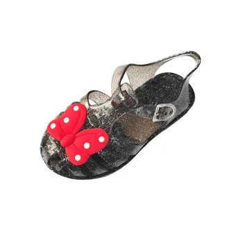 Сандалии для маленьких девочек 2023 г., Детская обувь с бантом в горошек для девочек, Желейные тапочки Baotou, дышащие детские сандалии, детская пляжная обувь