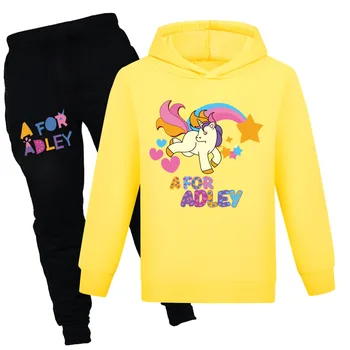 Новые комплекты одежды A for Adley для девочек и мальчиков, детские модные толстовки + комплект со штанами, Детская одежда 2022, весенне-осенний спортивный костюм, спортивный костюм