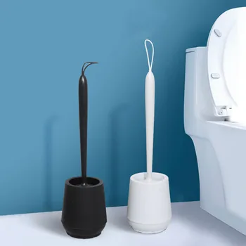 Черная щетка для туалета в ванной, мягкая TPR Силиконовая головка, Без мертвых углов, Щетки для чистки пола, Аксессуары для туалета