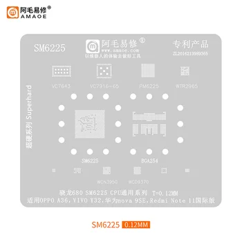 AMAOE SM6225 Трафарет для реболлинга BGA Для Snapdragon680 Для RedMi Note11 Для Huawei Nova9Se PM6225 WTR2965 WCD9370 WCN3950 VC7916