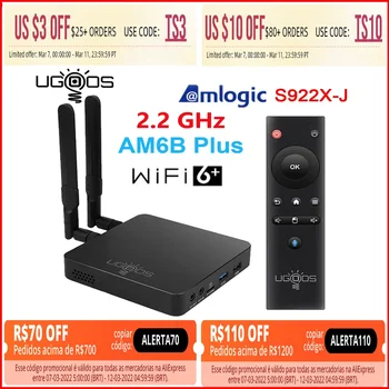 AM6 AM6B Плюс WiFi6 Amlogic S922X-J Smart Android 9,0 TV Box DDR4 4 ГБ ОЗУ 32 ГБ ПЗУ 1000 М LAN Bluetooth 4K HD медиаплеер
