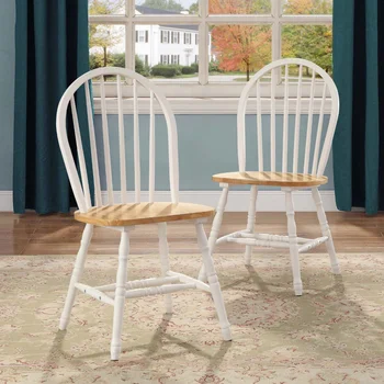 Обеденные стулья из массива дерева Autumn Lane Windsor, белый и дубовый (комплект из 2-х) Уличный стул и стол Nordic Furniture