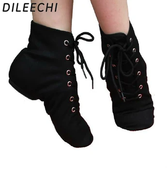 DILEECHI/женские джазовые туфли на мягкой подошве, Бесплатная доставка, красный, черный, белый, парусиновый плоский каблук
