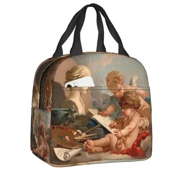 Ренессансный Ангел Херувим, Изолированная сумка для ланча для женщин, Искусство Буше Рококо, Портативная теплая термосумка для ланча, контейнер-тоут