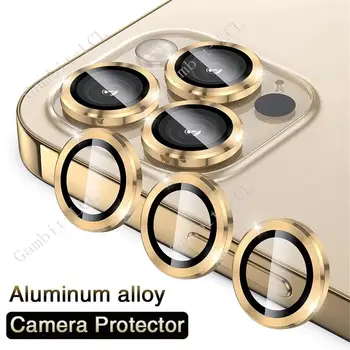 3D Изогнутое Закаленное Стекло С Металлическим Кольцом, Защитная Крышка Камеры Для iPhone 14 Pro Max Plus 13 12 11 Mini Iphone14, Защитная Крышка Заднего Объектива