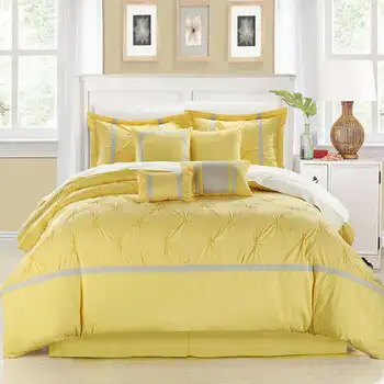 Набор плиссированных полосатых одеял Veronica из 12 предметов, , Желтый