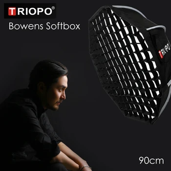 Triopo K90 90 см Студийный Портативный Софтбокс с Ячеистой Сеткой Крепление Боуэн Фото Видео Восьмиугольный Зонт Софтбокс для Godox Jinbei