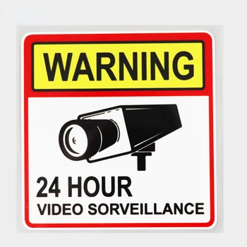 Наклейка на автомобиль 12,9 см, Предупреждающая О 24-Часовом Видеонаблюдении, Наклейка из ПВХ