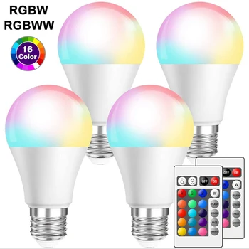 5 Вт/10 Вт/15 Вт RGBW Пульт Дистанционного Управления Светодиодные Лампы 16 Цветов Меняющие Цвет Светодиодные Лампы С Регулируемой Яркостью RGB Smart Light Home Party Decor Освещение