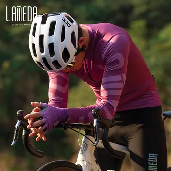 Велосипедная майка LAMEDA с длинным рукавом, Мужская Верхняя Велосипедная одежда, Рубашки для Шоссейной горной езды на велосипеде С задним карманом, Толстовки
