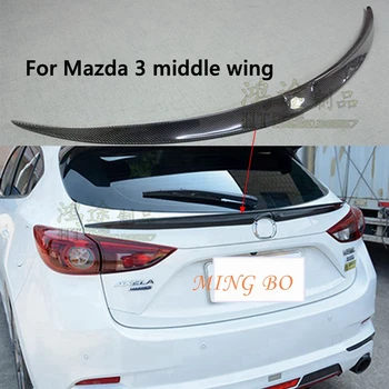 Для хэтчбека Mazda 3, автомобильный спойлер из настоящего углеродного волокна FRP, заднее стекло, аксессуары для заднего среднего крыла 2014-2019