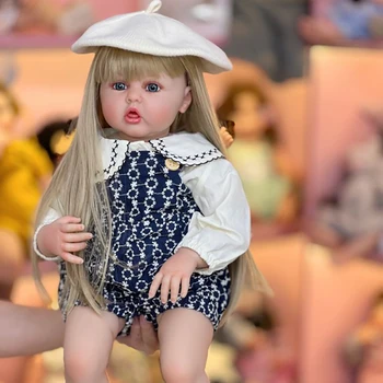 3D Reborn toddler Doll Blonde Hair Reborn Baby Toys for Kids куклы для девочек Muñecas Free Shipping ตุ๊กตายาง18 24 inch