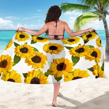 Полотенце с 3D принтом Подсолнуха, летнее Пляжное полотенце в богемном стиле для морского курорта, 01
