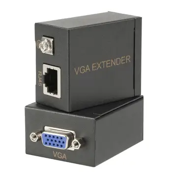 Удлинитель сетевого кабеля RJ45 к VGA 60 Метров Кабель Усилителя сигнала VGA к сети Передатчик Адаптеры для настенных панелей Ethernet