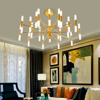 Современная простая модная дизайнерская черная золотая светодиодная потолочная подвесная люстра в стиле ар-деко для гостиной, спальни в стиле лофт