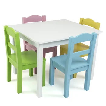 Наборы детской мебели, Пастельный Детский Прямоугольный стол и стул из 5 предметов