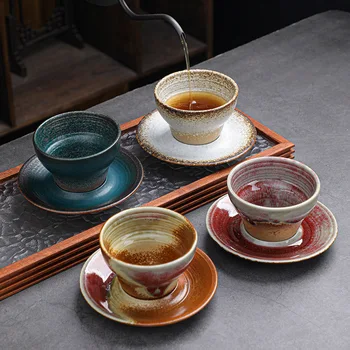 Керамическая чашка для Эспрессо, креативная чайная чашка с глазуровкой в японском стиле, керамическая подставка для личной воды