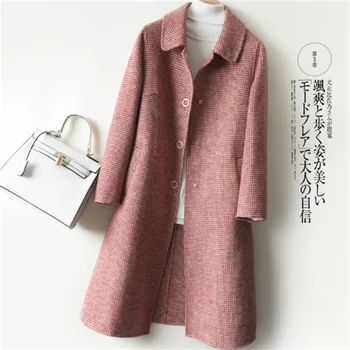 Новое осенне-зимнее двустороннее шерстяное пальто, женское длинное тонкое шерстяное пальто, женское OL camperas largas de mujer пальто