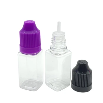 20шт Пустая ПЭТ квадратная пластиковая бутылка-капельница объемом 10 мл с защитной крышкой для детей для глазных капель E Liquid Прозрачный флакон