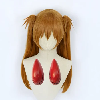 0,6 кг Высококачественные Парики EVA Asuka Langley Soryu, Длинные Оранжевые Синтетические волосы, термостойкий Парик для Косплея в стиле Аниме + 2 зажима для конского хвоста