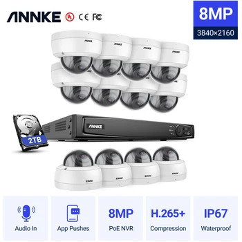 ANNKE 16CH 4K Ultra HD POE Сетевая Система видеонаблюдения 8MP H.265 NVR С 12X8MP 30m EXIR IP-камерой Ночного Видения, Защищенной От Непогоды