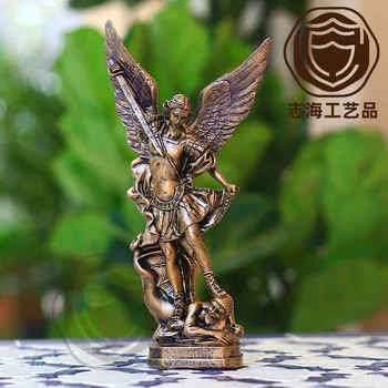 Классическая бронзовая статуя ангела Святого Милги, убивающая демонов, украшения, рождественский подарок, изделия из смолы