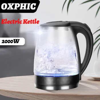 Электрический Чайник OXPHIC 2L С Высоким Содержанием Боросиликатного Стекла, Электрический Чайник для горячей воды с Автоматическим отключением, Бытовой Кипятильник 2000 Вт